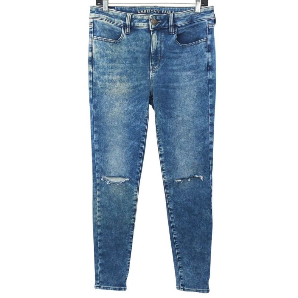 American Eagle Super Stretch Hi Rise Jegging Womens 8 Jeans Denim Distressed